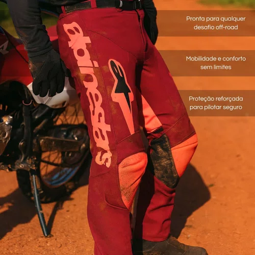 Calça Alpinestars Racer Riway Vermelho Escuro Coral Premium