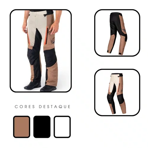 Calça Alpinestars ST 1 WP Caqui Areia Preta Vermelha Fluo