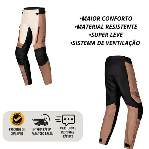Calça Alpinestars ST 1 WP Caqui Areia Preta Vermelha Fluo
