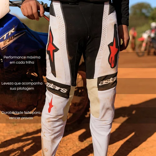 Calça Alpinestars Techstars Knif  Preto Branco Vermelho