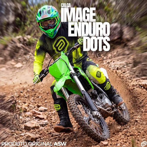 Calça ASW Image Enduro Dots Preta Amarela Fluo