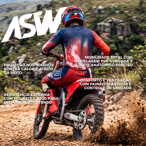 Calça ASW Image Enduro Dots Vermelha Azul Branca