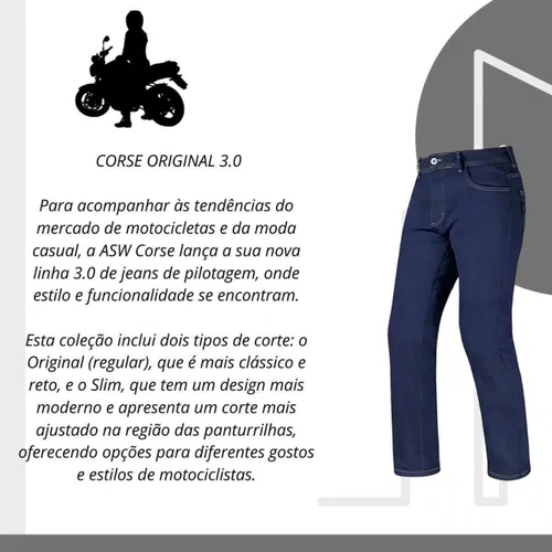 Calça Jeans Kevlar Asw Corse 3.0 Com Proteção Azul Escura