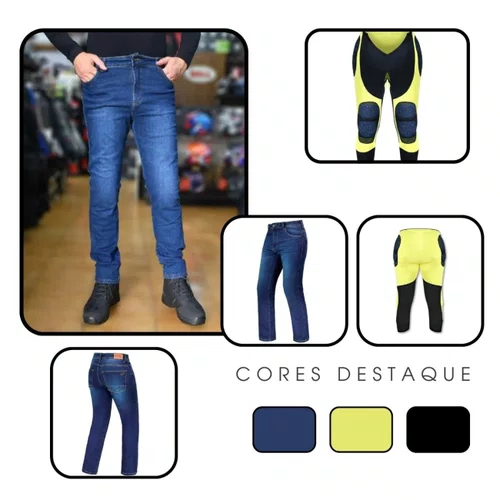 Calça Jeans Kevlar Asw Corse 3.0 Com Proteção Azul Estonada