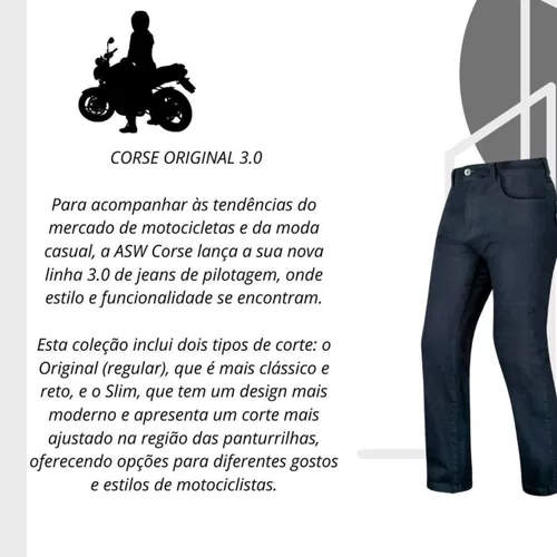 Calça Jeans Kevlar Asw Corse 3.0 Com Proteção Preta Premium