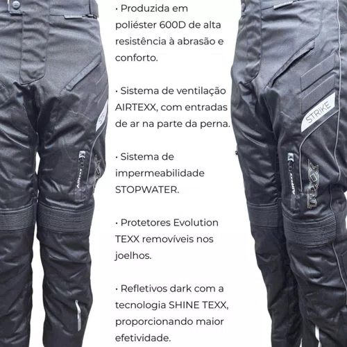 Calça Texx Strike V2 Motociclista Masculina Impermeável Preta