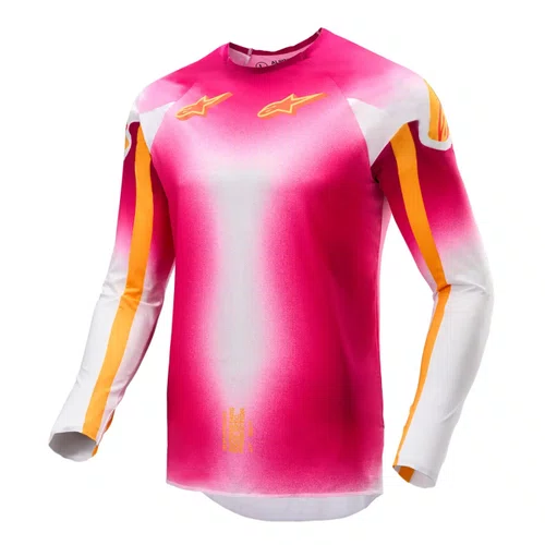 Camisa Alpinestars Supertech SX MIG Rosa Fluo Branca