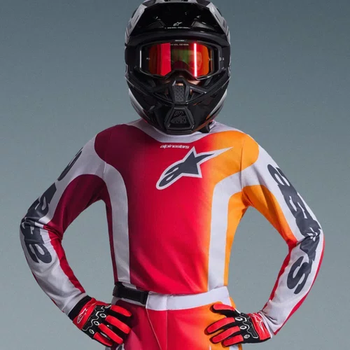 Camisa Alpinestars Youth Fluid Portl Infantil Vermelho Cinza 