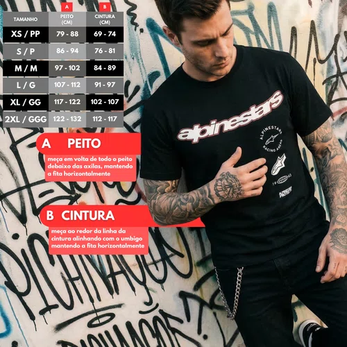 Camiseta Alpinestars Abus Preta manga curta casual básica