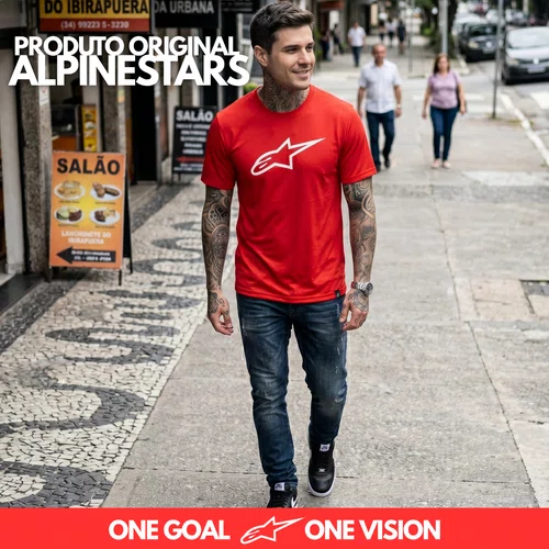 Camiseta Alpinestars Ageless 2.0 Vermelho Branco Urbana Casual