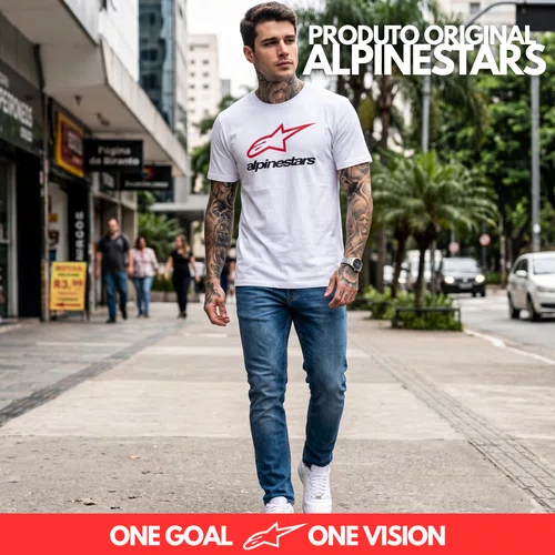 Camiseta Alpinestars Always 2.0 Branco Vermelho Preto Original