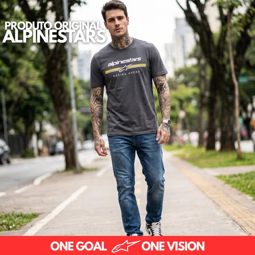 Camiseta Alpinestars Betteryet Cinza Casual Masculino Manga Curta
