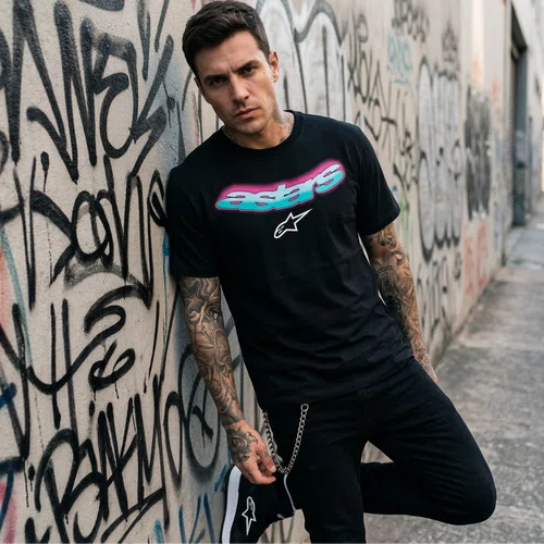 Camiseta Alpinestars Ellipsoid Preta manga curta casual básica