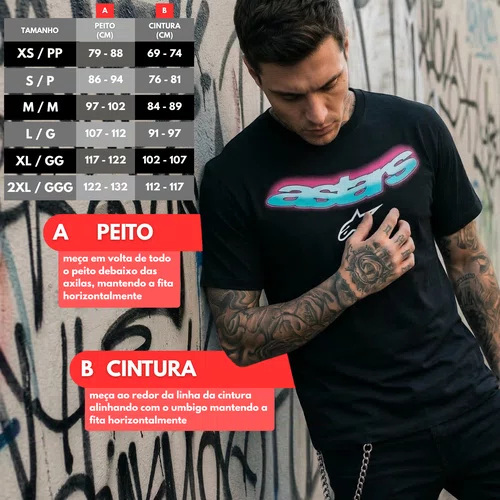 Camiseta Alpinestars Ellipsoid Preta manga curta casual básica