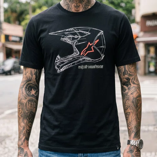 Camiseta Alpinestars Mx Helmet Preto Original Urbana Premium