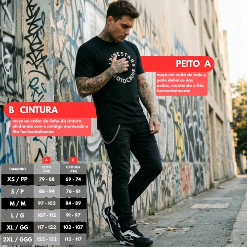 Camiseta Alpinestars Mx Preta manga curta básica premium