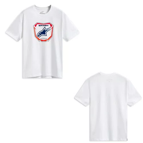 Camiseta Alpinestars Plate Branca manga curta básica discreta