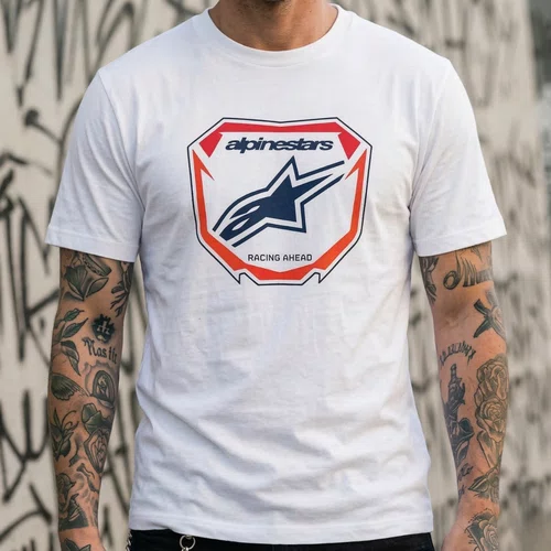 Camiseta Alpinestars Plate Branca manga curta básica discreta