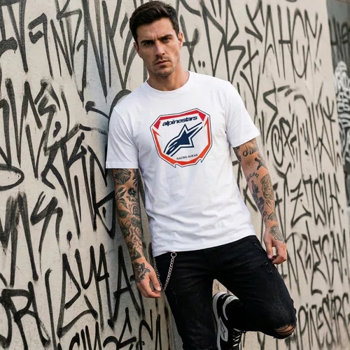 Camiseta Alpinestars Plate Branca manga curta básica discreta