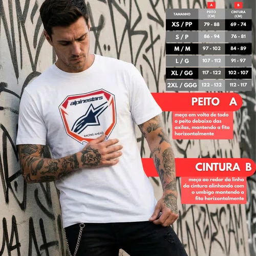 Camiseta Alpinestars Plate Branca manga curta básica discreta
