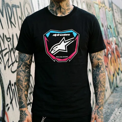 Camiseta Alpinestars Plate Preta manga curta básica casual