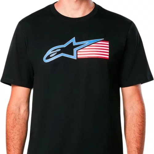 Camiseta Alpinestars Racing USA Preto Original Manga Curta