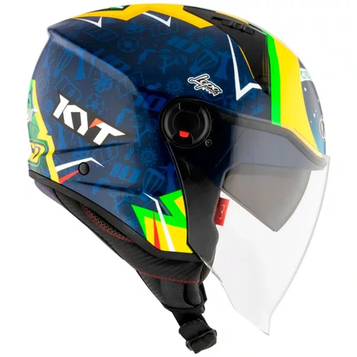Capacete Aberto Kyt D-City Diogo Moreira Azul Amarelo