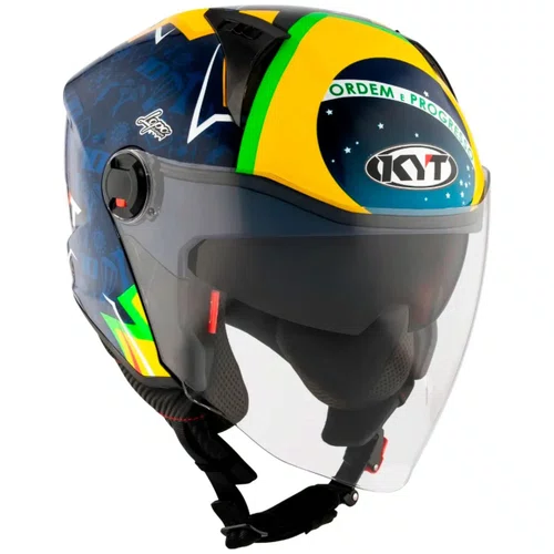 Capacete Aberto Kyt D-City Diogo Moreira Azul Amarelo