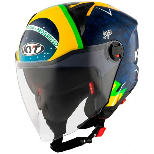 Capacete Aberto Kyt D-City Diogo Moreira Azul Amarelo