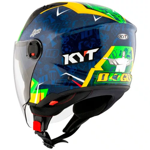 Capacete Aberto Kyt D-City Diogo Moreira Azul Amarelo
