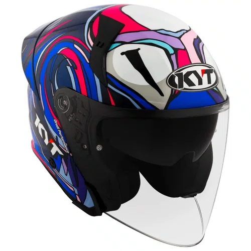 Capacete Aberto Kyt TTR Jet Bastianini Azul Roxo