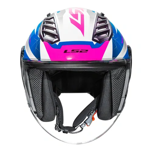 Capacete Aberto LS2 OF616 S Airflow 2 Draze Branco Azul Rosa