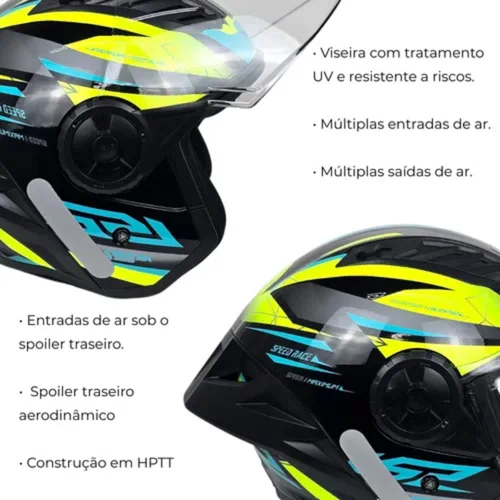 Capacete Aberto LS2 OF616 S Airflow 2 Draze Preto Amarelo