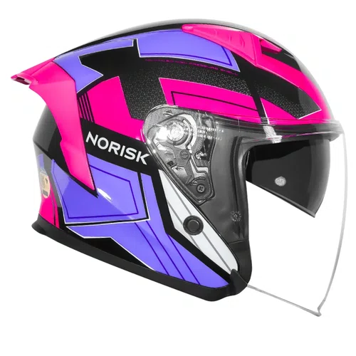 Capacete Aberto Norisk Downtown 2 Provenza Preto Roxo