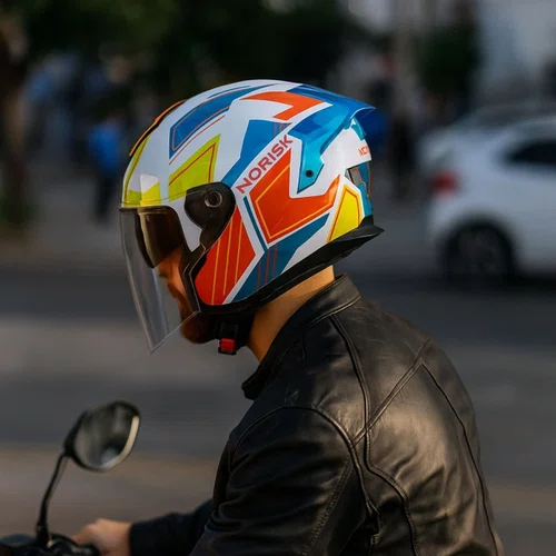 Capacete Aberto Norisk Downtown Provenza Branco Laranja