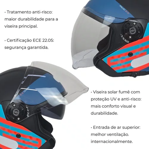 Capacete Aberto Origine Palio 2.0 Scout Azul Preto Fosco