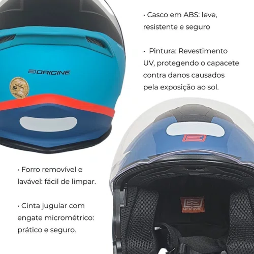 Capacete Aberto Origine Palio 2.0 Scout Azul Preto Fosco