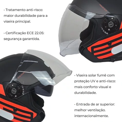 Capacete Aberto Origine Palio 2.0 Scout Laranja Preto Fosco