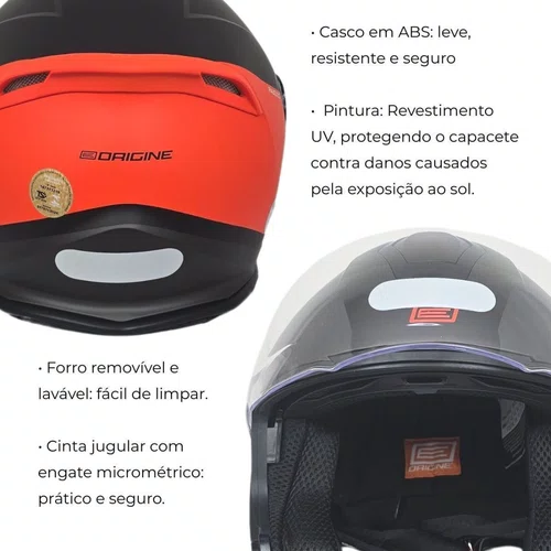 Capacete Aberto Origine Palio 2.0 Scout Laranja Preto Fosco
