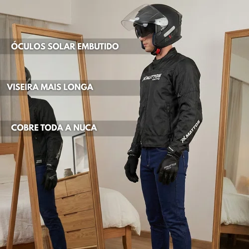Capacete Aberto Racer1 Rc3 Wind-R Monocolor Preto Fosco