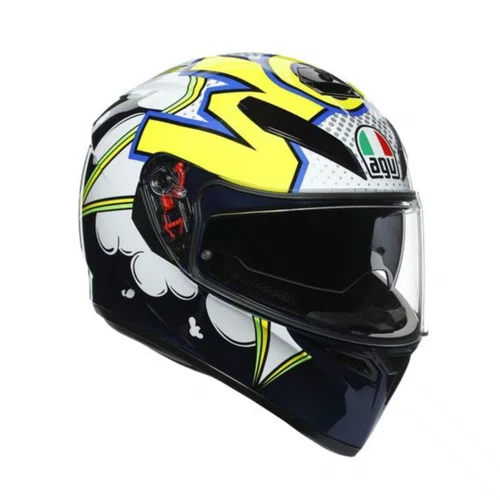 Capacete Agv K3 SV Bubble Azul Branco Amarelo