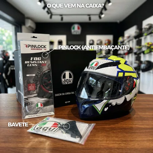Capacete Agv K3 SV Bubble Azul Branco Amarelo