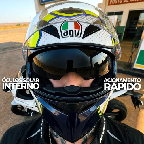 Capacete Agv K3 SV Bubble Azul Branco Amarelo