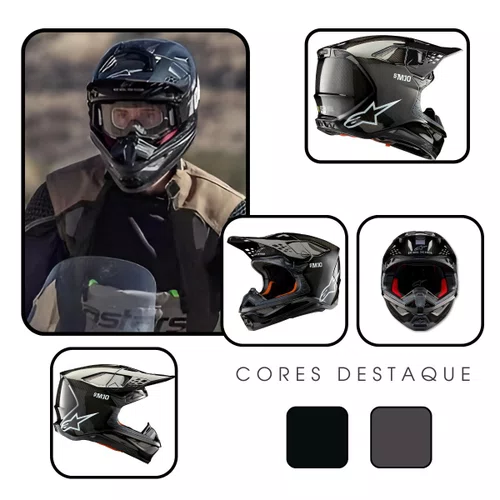 Capacete Alpinestars SM10 Solid Preto Gloss Carbon