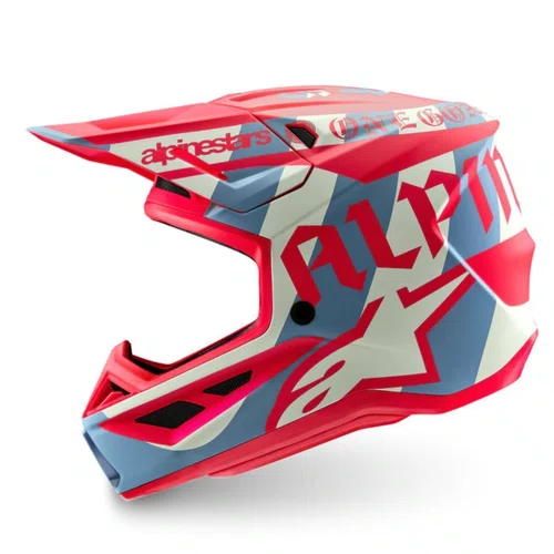 Capacete Off Road Alpinestars SM7 Beast Coast Cinza Claro Laranja