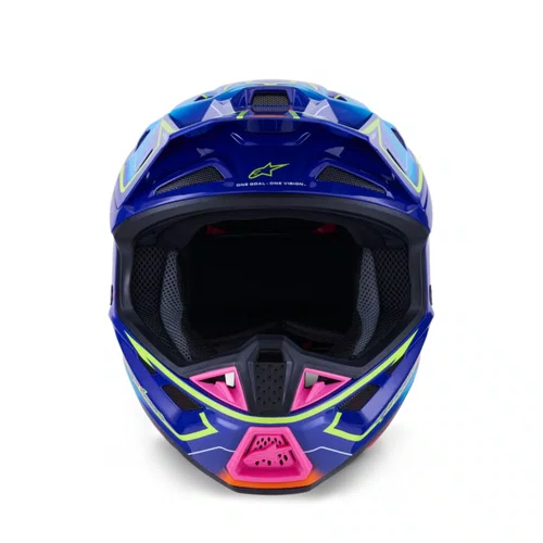 Capacete Motocross Off Road Alpinestars SM7 Cast Azul Rosa Amarelo