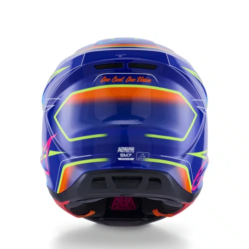Capacete Motocross Off Road Alpinestars SM7 Cast Azul Rosa Amarelo