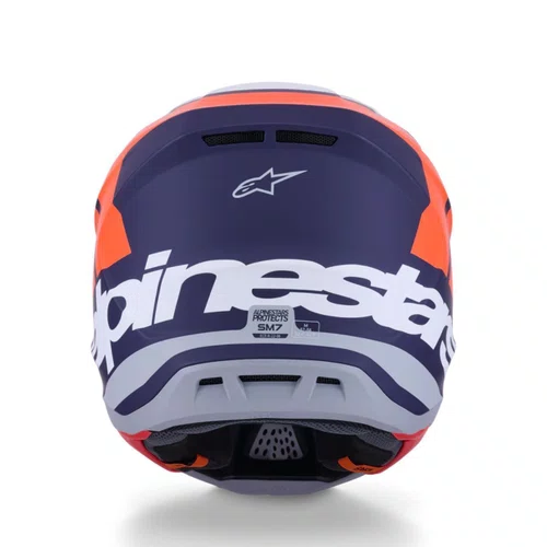 Capacete Motocross Off Road Alpinestars SM7 Core Laranja Azul
