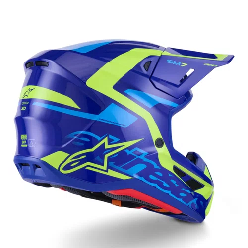 Capacete Alpinestars SM7 Deed Azul Amarelo