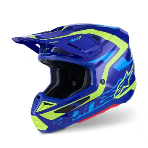 Capacete Alpinestars SM7 Deed Azul Amarelo
